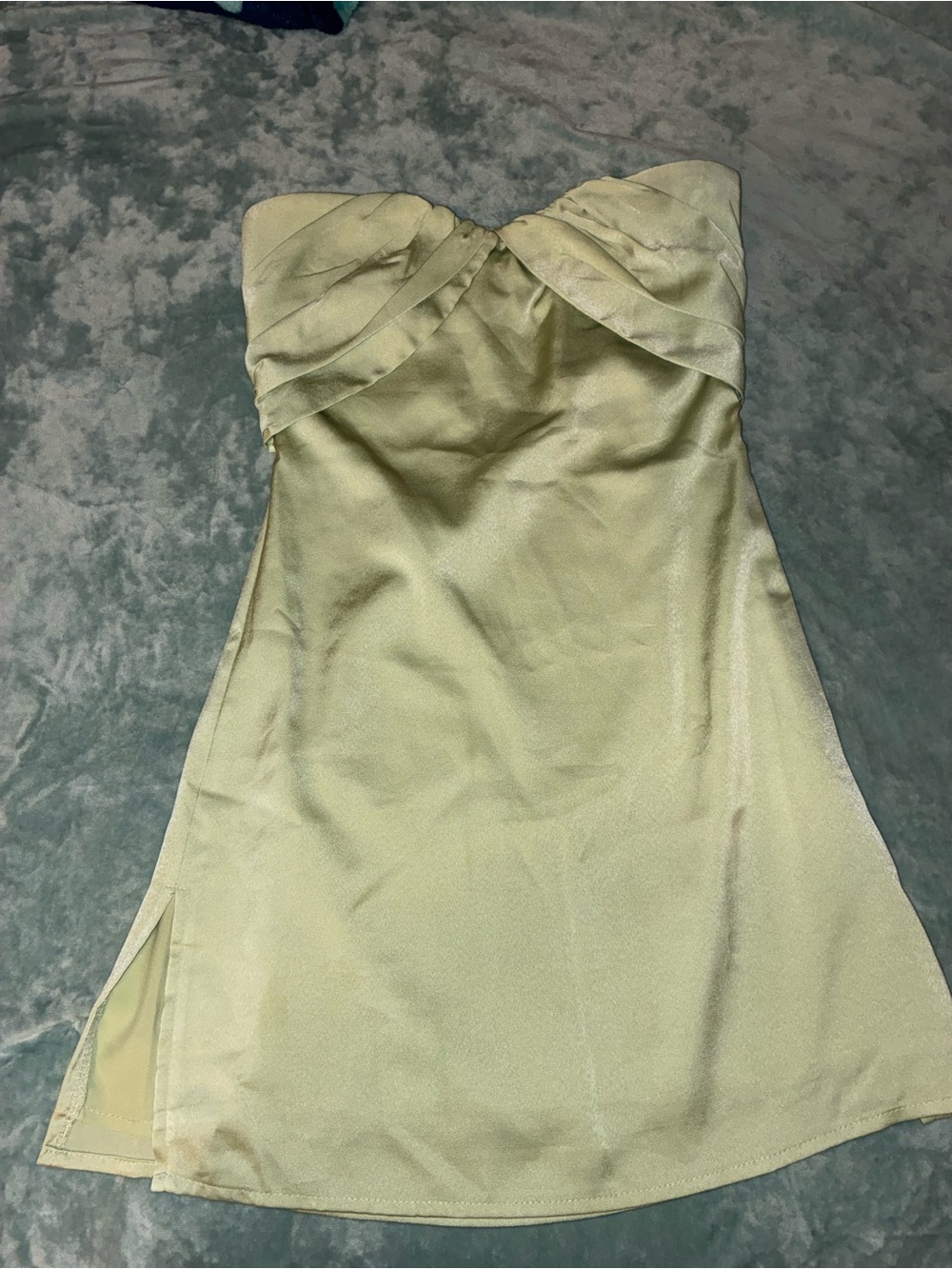 Princess Polly Pale Lime Strapless Satin Mini Dress